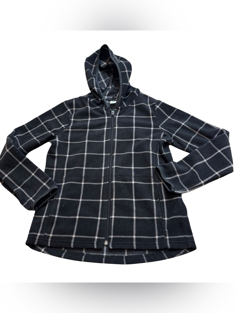 Old Navy Boys Full‎ Zip Fleece Jacket Hooded Black and White Size Large